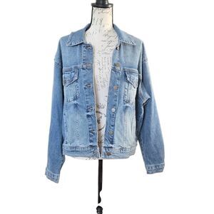 Kut From The Kloth Women’s Size XL Empower Blue Button Down Jean Jacket
